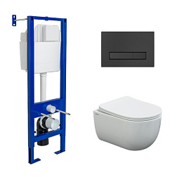 Комплект BERGES: инсталляция ATOM Line 410 кнопка черная SoftTouch, унитаз VENTAS, сидение дюр. Vent