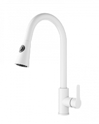 Смеситель для кухни с выдвижным изливом WONZON & WOGHAND, Белый матовый (WW-121E201L-MW)