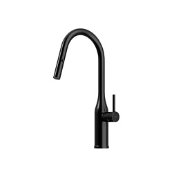 Смеситель для кухни SANCOS Grand c вытяжным и поворотным изливом, цвет матовый черный