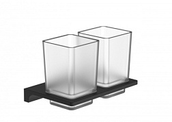 Два стакана для зубных щеток с держателем WONZON & WOGHAND, Черный (WW-9128-BL)