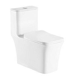 GRESSA Унитаз-моноблок напольный безободковый в комплекте с сиденьем дюропласт микролифт. Размер 705