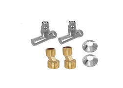 Комплект 2шт.: вентиль круглый г/ш 3/4х1/2, эксцентрик 3/4х1/2, отражатель 3/4, цвет хром