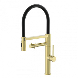 Смеситель для кухни с гибким изливом и подключением фильтра WONZON & WOGHAND, Брашированное золото (