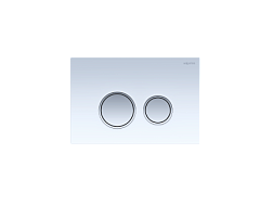 KDI-0000028 (006E1) Панель смыва Белая,закаленное стекло (клавиша круглая,ободок хром)