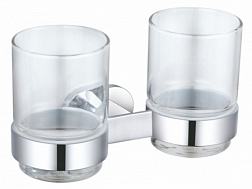 Два стакана для зубных щеток с держателем WONZON & WOGHAND, Хром (WW-8428)