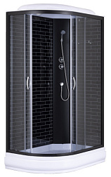 Душевая кабина Loranto 120х80х215 поддон 20 см черный кирпичный узор, серое стекло 4 мм профиль черн