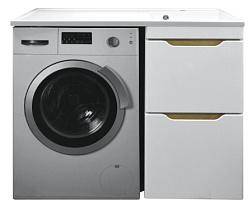 Комплект Тумба 120 Magenta под с/машинку (56) с раковиной Magenta 120 правая белая