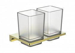 Два стакана для зубных щеток с держателем WONZON & WOGHAND, Глянцевое золото (WW-9128-LG)