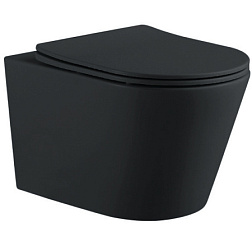 AQ1905-MB ВЕГА Унитаз подвесной безободковый 525*360*320мм, тонкое сиденье с механизмом плавного зак