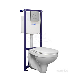 Пэк Альфа (подвес. унитаз с сиденьем полипр, инсталляция, панель хром. глянец)