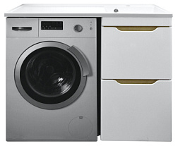 Комплект Тумба 110 Magenta под с/машинку (46) с раковиной Magenta 110 правая белая