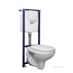 Пэк Альфа (подвес. унитаз с сиденьем полипр, инсталляция, белая панель) (НОВИНКА)