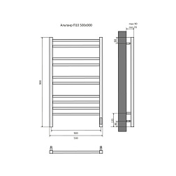 Альтаир П10 500х900 электрический (quick touch) Полотенцесушитель Aquatek