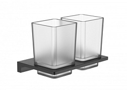 Два стакана для зубных щеток с держателем WONZON & WOGHAND, Темный графит (WW-9128-GM)