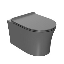 Унитаз подвесной Point Вега PN41711GM безободковый, серый матовый, сиденье дюропласт, микролифт, быс