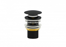 Донный клапан для раковины с переливом WONZON & WOGHAND, Черный матовый (WW-88SS01-MB)