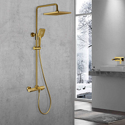 Душевая стойка Next VSFS-1N1TBG термостатическая с изливом, 25см верх душ, брашированное золото, , ш