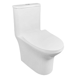 Sente Унитаз напольный безободковый моноблок Горизонтальный слив, сиденье дюропласт микролифт 665x37