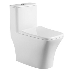 Teano Унитаз напольный моноблок Горизонтальный слив, сиденье дюропласт микролифт 695x370x740