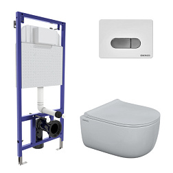 Комплект BERGES для монтажа  подвесного унитаза: инсталляция NOVUM525, кнопка D7 белая/кнопка хром, 