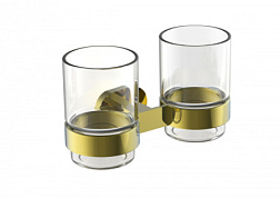 Два стакана для зубных щеток с держателем WONZON & WOGHAND, Глянцевое золото (WW-8428-LG)