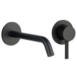 AQM 6215MB Siena Смеситель для раковины настенный на 2 отв. 180мм, внутр монтаж в компл., Черный мат