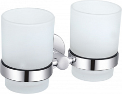 Два стакана для зубных щеток с держателем WONZON & WOGHAND, Хром (WW-8128)