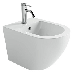 Подвесное биде Uno, 1 отверстие под смеситель, с крепежом для полностью скрытого монтажа, цвет белый