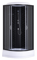 Душевая кабина Loranto 100х100х215 поддон 25 см черный кирпичный узор, серое стекло 4мм профиль черн