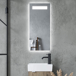 Зеркало для ванной комнаты SANCOS Solo 350х800, LED подсветка; сенсорный выключатель, пластиковый св