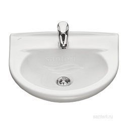 Подвесная раковина Родничок 45х37х16 см, санфаянс, с отв. под смеситель, Santeri