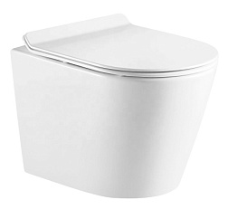 FONTI Унитаз подвесной безободковый в комплекте с сиденьем микролифт. Размер 535x365x310 мм