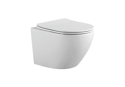 AQ1901-00 ЕВРОПА Унитаз подвесной безободковый 525*360*320мм, тонкое сиденье с механизмом плавного з