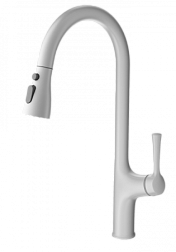 Смеситель для кухни с выдвижным изливом WONZON & WOGHAND, Белый матовый (WW-AE54123-MW)