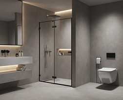 Душевая дверь в нишу 1000х2000 мм, стекло 8 мм, прозрачное, EasyClean, цвет профиля черный матовый