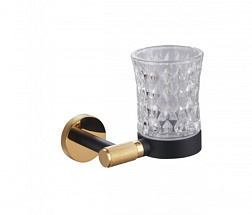 Стакан для зубных щеток с держателем WONZON & WOGHAND, Черный/Золото (WW-9221)