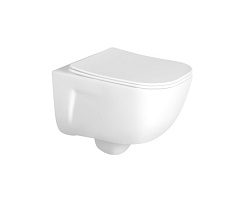 AQ2012-00 ДИВА Унитаз компакт подвесной безободковый 510*350*360мм, тонкое сиденье с механизмом плав