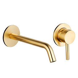 AQM 6215GG Siena Смеситель для раковины настенный на 2 отв. 180мм, внутр монтаж в компл., Glossy gol
